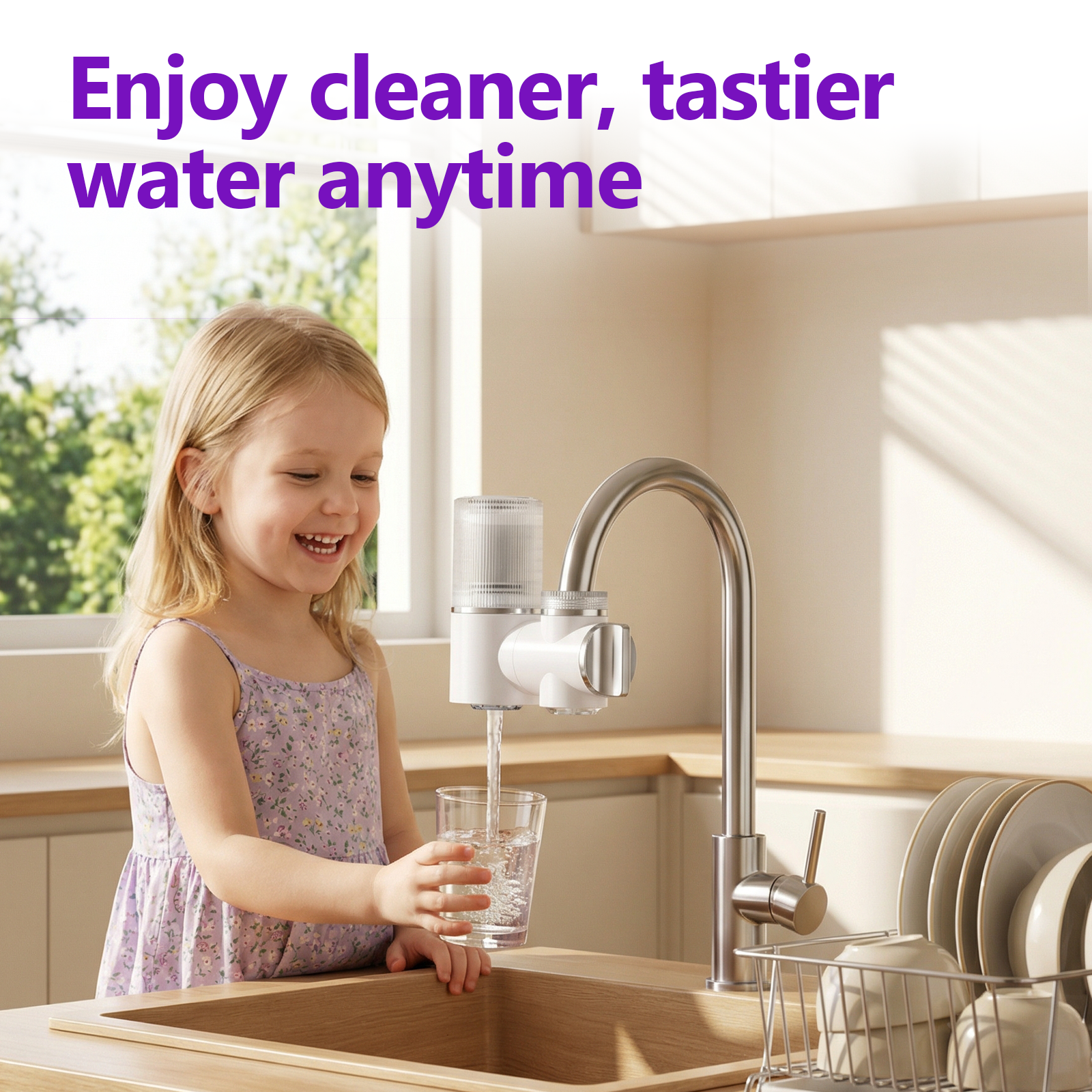 DEASS Faucet Mount Water Filter System，Rapid Flow，Reduces Chlorine，Lead-Reducing for Sink Faucet,Easy Install，100 Gallon Multi-Use Tap Water Filter for Kitchens, Bathrooms & Small Spaces