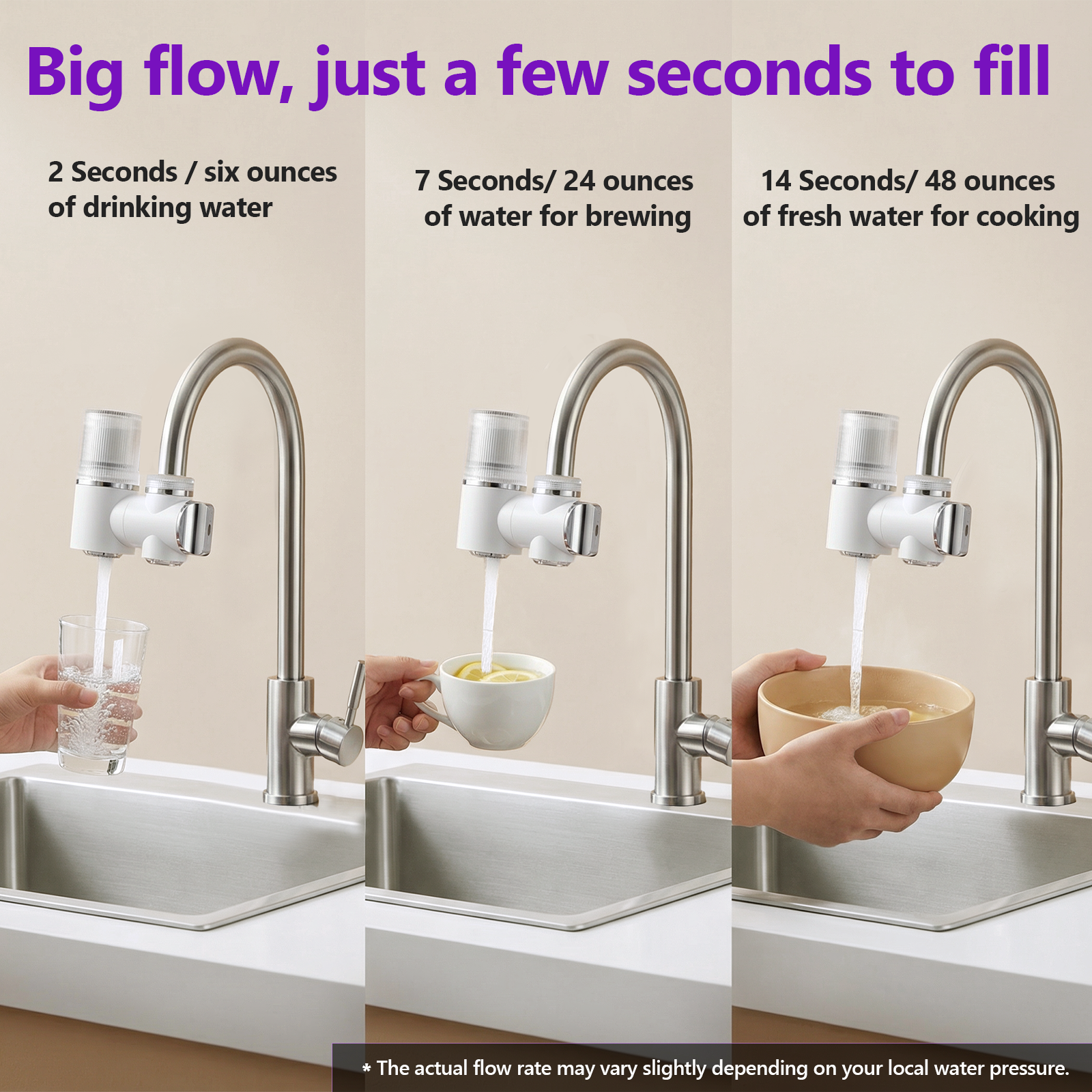 DEASS Faucet Mount Water Filter System，Rapid Flow，Reduces Chlorine，Lead-Reducing for Sink Faucet,Easy Install，100 Gallon Multi-Use Tap Water Filter for Kitchens, Bathrooms & Small Spaces