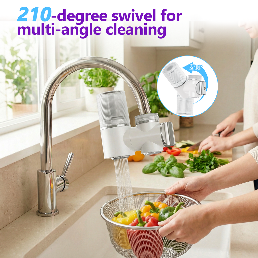 DEASS Faucet Mount Water Filter System，Rapid Flow，Reduces Chlorine，Lead-Reducing for Sink Faucet,Easy Install，100 Gallon Multi-Use Tap Water Filter for Kitchens, Bathrooms & Small Spaces